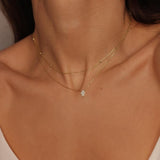 A White Hamsa hand charm necklace in 18k gold plated silver. The necklace features a delicate chain with a beautifully designed Hamsa hand charm pendant. The Hamsa hand symbol is believed to bring protection, good luck, and ward off evil. The necklace is designed to be worn comfortably and can be adjusted to fit different neck sizes.
