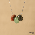Moss Agate, Green Aventurine and Labradorite Necklace, Healing Crystals, Natural Gemstones, Waterproof, Tarnish Free, 18K Gold Plated