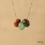 Moss Agate, Green Aventurine and Labradorite Necklace, Healing Crystals, Natural Gemstones, Waterproof, Tarnish Free, 18K Gold Plated
