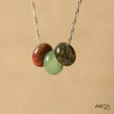 Moss Agate, Green Aventurine and Labradorite Necklace, Healing Crystals, Natural Gemstones, Waterproof, Tarnish Free, 18K Gold Plated