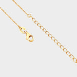 Waterproof 18k gold plated chain necklace with an extender. The necklace features a delicate and shiny gold chain with small interlocking links. The chain has an additional extender attached, allowing for adjustable length options. The extender is made of the same gold material and features a small lobster clasp for easy attachment and removal. This versatile necklace can be worn at different lengths to suit individual preferences.