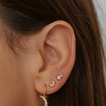 delicate 24k gold vermeil moon-shaped stud earrings, perfect for adding a touch of celestial elegance to any outfit