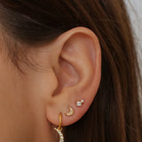 delicate 24k gold vermeil moon-shaped stud earrings, perfect for adding a touch of celestial elegance to any outfit