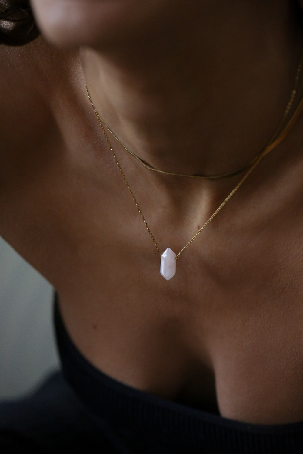 rose quartz crystal, rose quartz necklace, love healing stones, heart chakra crystals, self-love crystals