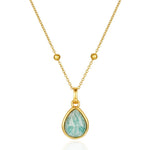 amazonite teardrop pendant necklace on white background