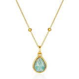 amazonite teardrop pendant necklace on white background