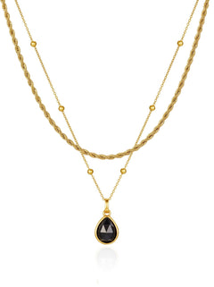 Black Onyx Layered Set — Beaded Chain