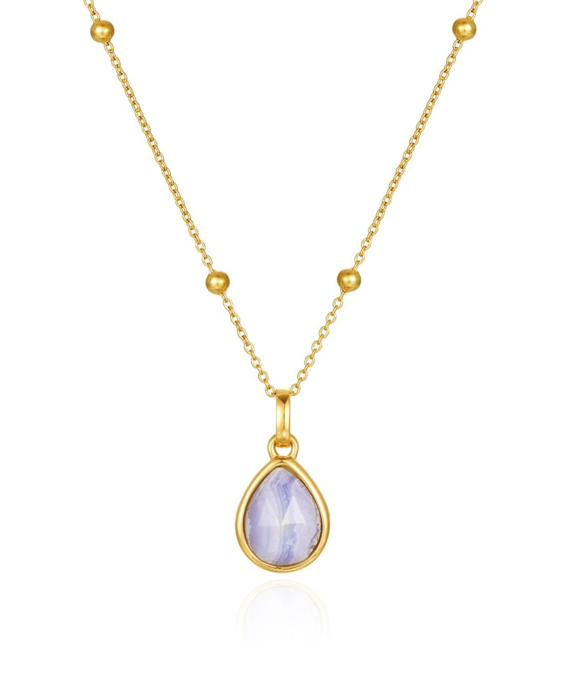 blue lace gold teardrop pendant on the white background