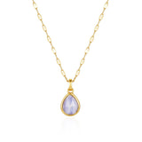 Blue Lace Agate Calm Necklace- Fine Chain