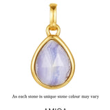 blue lace agate gold pendant on white background