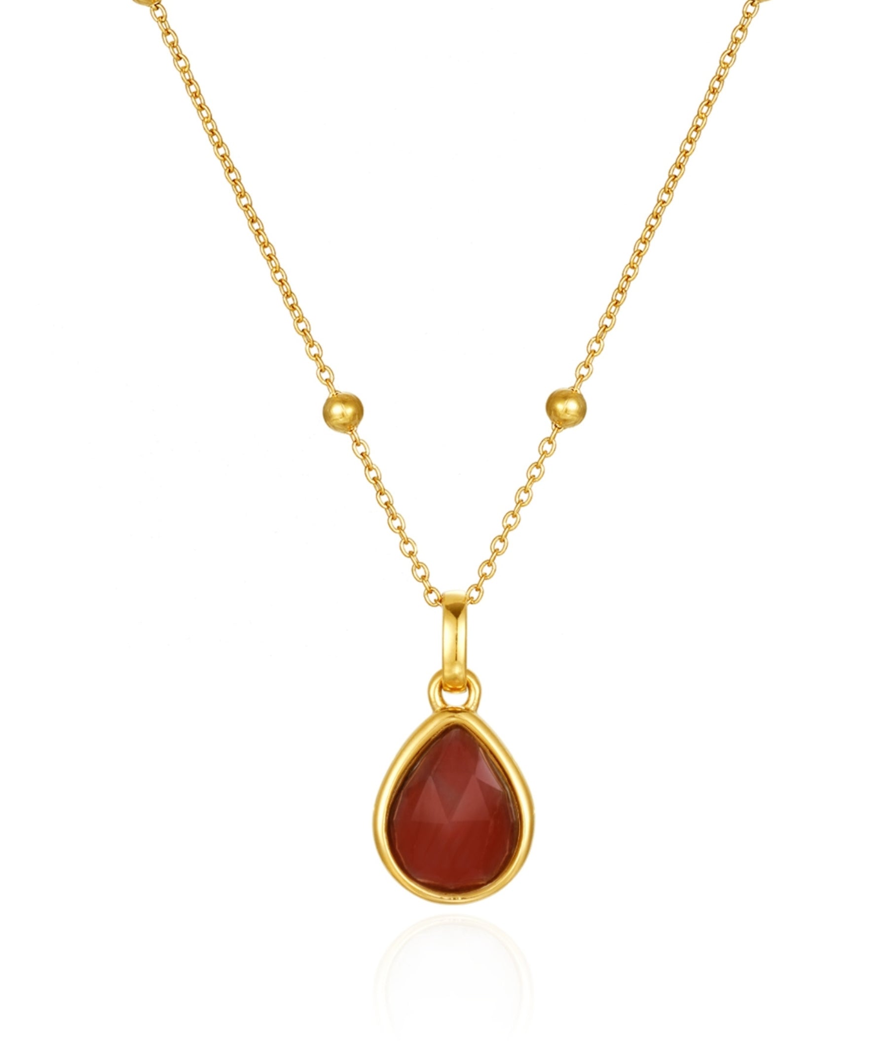 carnelian pendant necklace on white background