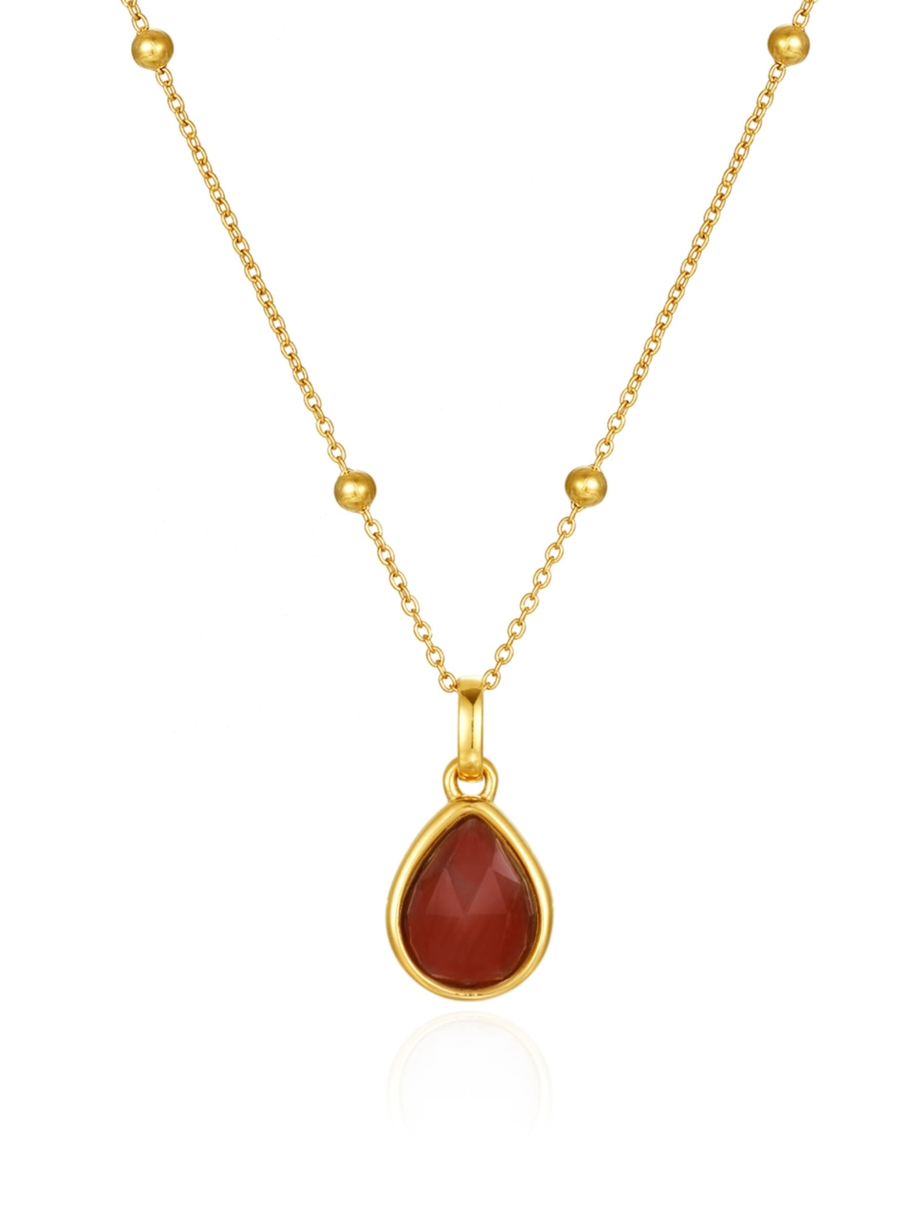 carnelian pendant necklace on white background