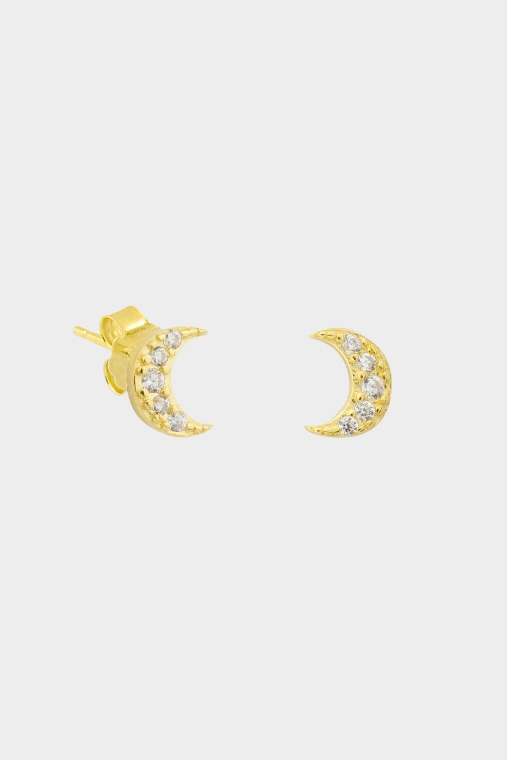 delicate 24k gold vermeil moon-shaped stud earrings, perfect for adding a touch of celestial elegance to any outfit