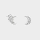 delicate silver moon-shaped stud earrings, perfect for adding a touch of celestial elegance to any outfit