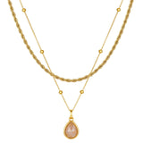 Rose Quartz Layered Set — Beaded Chain