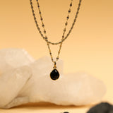 Black Obsidian Layered Set — Fine Chain