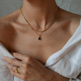 Black Onyx Strength Necklace - Fine Chain
